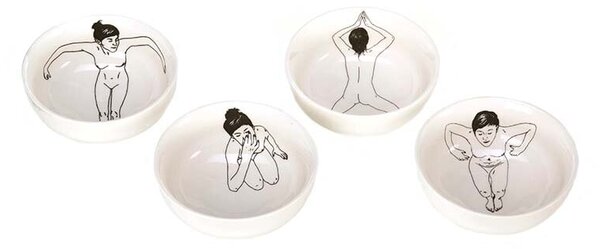 POLSPOTTEN Komplet skodelic z žlicami POLSPOTTEN Undressed Bowls 200 ml 4-pack