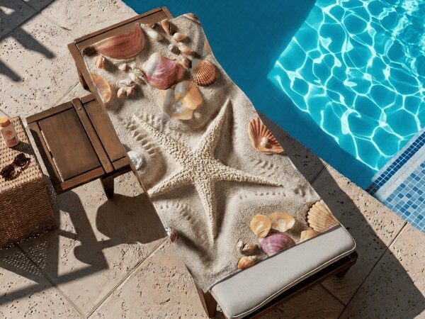 Hitrosušeča plažna brisača OCEAN SAND barvna 70 x 140 cm, 100% mikrotkanina