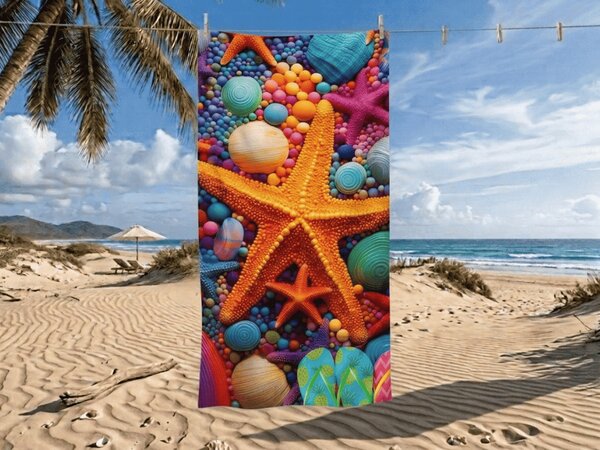 Hitro sušeča se plažna brisača COLOR SEA barvna 70 x 140 cm, 100% mikrotkanina