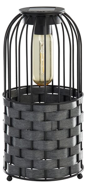 Searchlight Solarna LED terasa svetilka Tahoa, 26 cm, siva, ratana, IP44, Siva, Les, Podeželska hiša / Rustikalna