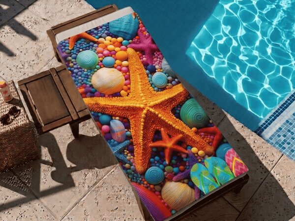 Hitro sušeča se plažna brisača COLOR SEA barvna 70 x 140 cm, 100% mikrotkanina
