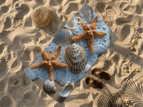 Hitro sušeča se plažna brisača SEA STARS barvita 70 x 140 cm, 100% mikrotkanina
