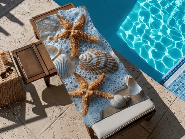 Hitro sušeča se plažna brisača SEA STARS barvita 70 x 140 cm, 100% mikrotkanina