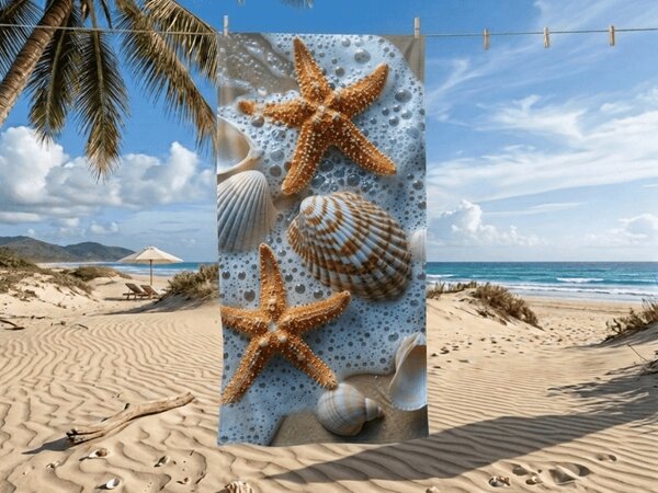 Hitro sušeča se plažna brisača SEA STARS barvita 70 x 140 cm, 100% mikrotkanina