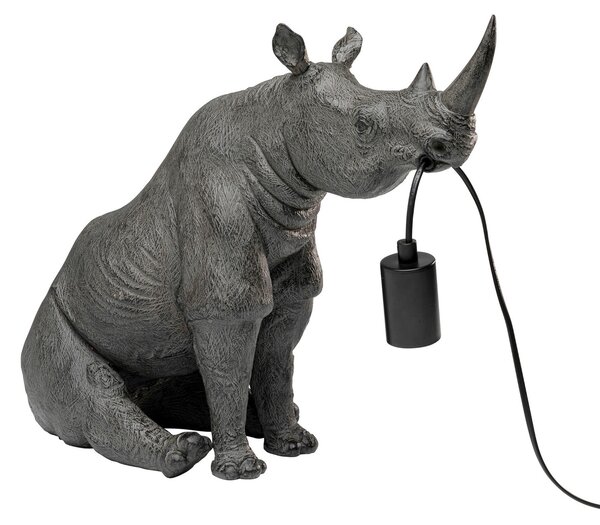 KARE Kare namizna svetilka Sitting Rhino, siva, višina 39 cm, E27, Siva, Dnevna soba / jedilnica, Plastika, Dizajn