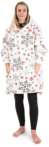 4Home Mikrovleka s kapuco iz jagnjetine Snowflakes, S