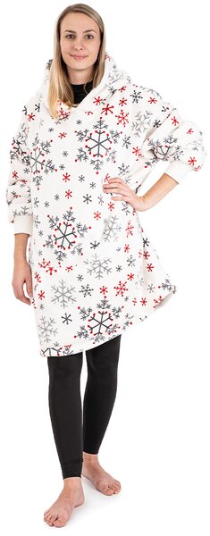 4Home Mikrovleka s kapuco iz jagnjetine Snowflakes, S