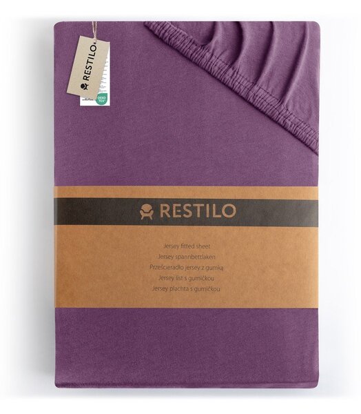 Vijolična napenjalna rjuha iz jerseyja 160x200 cm Amber – Restilo