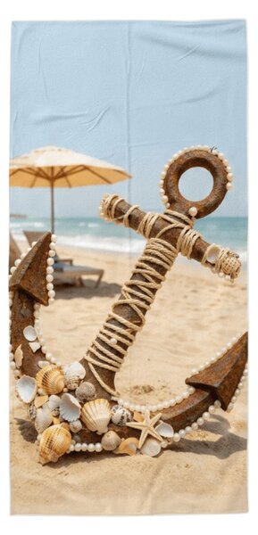 Hitrosušeča plažna brisača ANTIC ANCHOR barvna 70 x 140 cm, 100% mikrotkanina