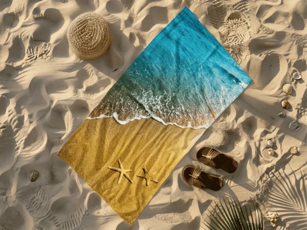 Hitro sušeča plažna brisača SUNNY BEACH barvna 70 x 140 cm, 100% mikrotkanina