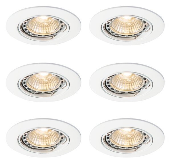 Komplet 6 modernih vgradnih reflektorjev belih nagibnih GU10 50mm - Edu
