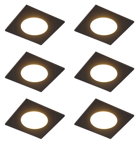 Komplet 6 modernih vgradnih reflektorjev črne barve z LED 3-stopenjsko zatemnitvijo IP65 - Simply