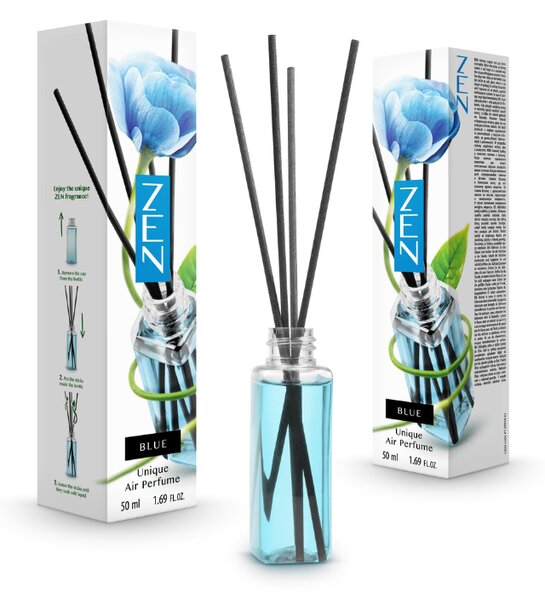 Aromatični difuzor z vonjnimi palčkami ZEN BLUE 50 ml