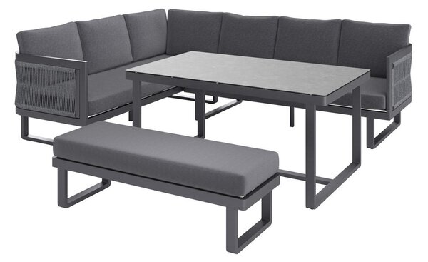 JEDILNA LOUNGE GARNITURA mrežasta prevleka, tekstilno pletivo, tkanina aluminij