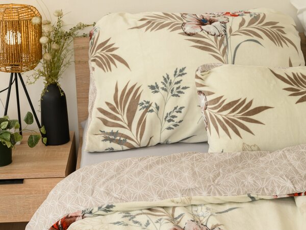 Dvostranska posteljnina DUO SENSE SANDORA kremna + prevleka za vzglavnik 40x50 cm GRATIS Dimenzije posteljnine: 70 x 90 cm | 140 x 200 cm
