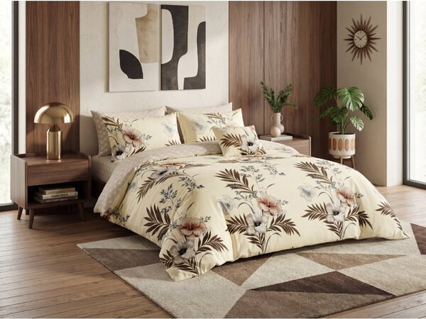 Dvostranska posteljnina DUO SENSE SANDORA kremna + prevleka za vzglavnik 40x50 cm GRATIS Dimenzije posteljnine: 70 x 90 cm | 140 x 200 cm