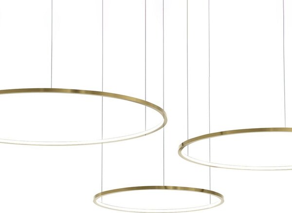 Milagro Lighting LED viseča svetilka Saturno, zlata, 3-svetilna, kovina, 4.000 K, Zlata / medeninasta, Dnevna soba / jedilnica, Kovina, Sodobni