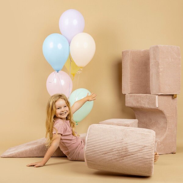 Kremno belo otroško igrišče iz pene iz rebrastega žameta 4 ks višina 30 cm 45x170 cm Montessori – Meowbaby