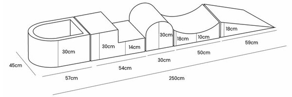 Kremno belo otroško igrišče iz pene iz rebrastega žameta 5 ks višina 30 cm 250x45 cm Montessori – Meowbaby