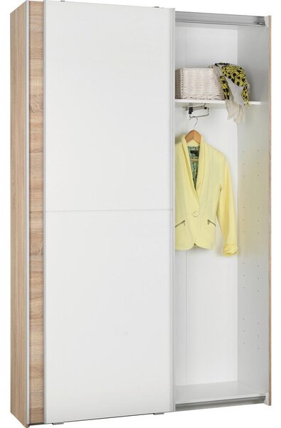 Livetastic Omara Z Drsnimi Vrati Aladin, Barva Hrasta, Bela, 125cm