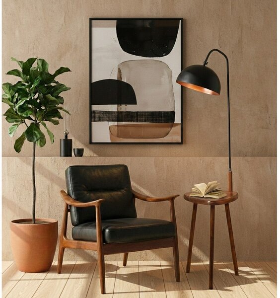 Črna/rjava stoječa svetilka s polico s kovinskim senčilom (višina 160 cm) Table – Opviq lights