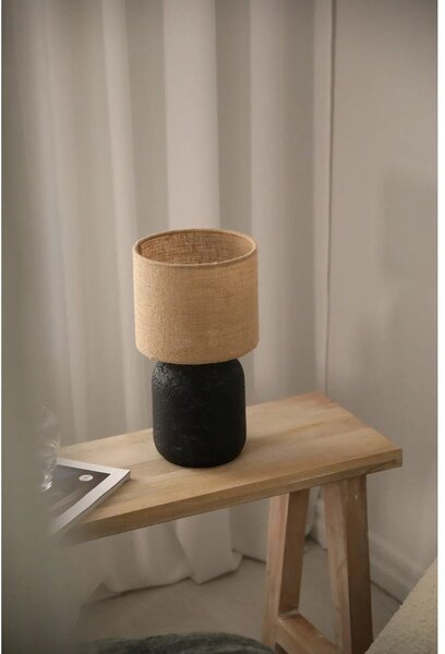 Črna/naravna namizna svetilka s senčnikom iz jute (višina 32,5 cm) Montagna – Markslöjd