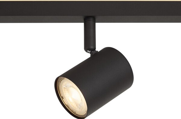 Sodoben črn stropni reflektor s 4 lučmi GU10 50mm vklj. z osvetlitvijo ozadja in 3-smernim stikalom - Back Up