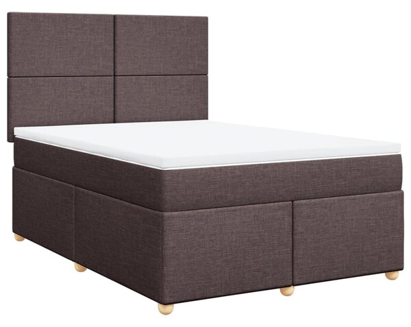 VidaXL Box spring postelja z vzmetnico temno rjav 140x190 cm blago