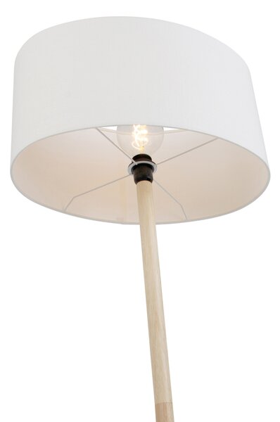 Lesena stoječa svetilka z ovalnim platnenim senčilom bela 50 cm - Mels
