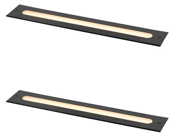 Komplet 2 modernih talnih reflektorjev črne barve 50 cm vklj. LED IP65 - Eline