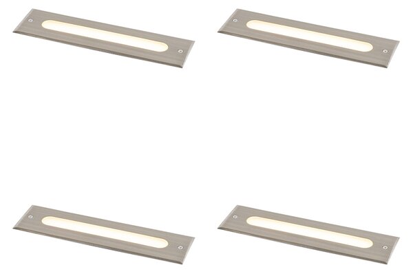 Komplet 4 modernih talnih reflektorjev jeklo 30 cm vklj. LED IP65 - Eline