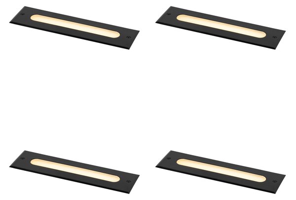 Komplet 4 modernih talnih reflektorjev črne barve 30 cm vklj. LED IP65 - Eline