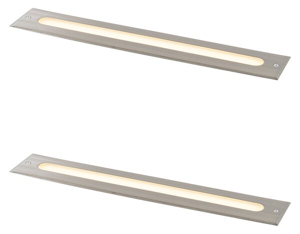 Komplet 2 modernih talnih reflektorjev jeklo 50 cm vklj. LED IP65 - Eline