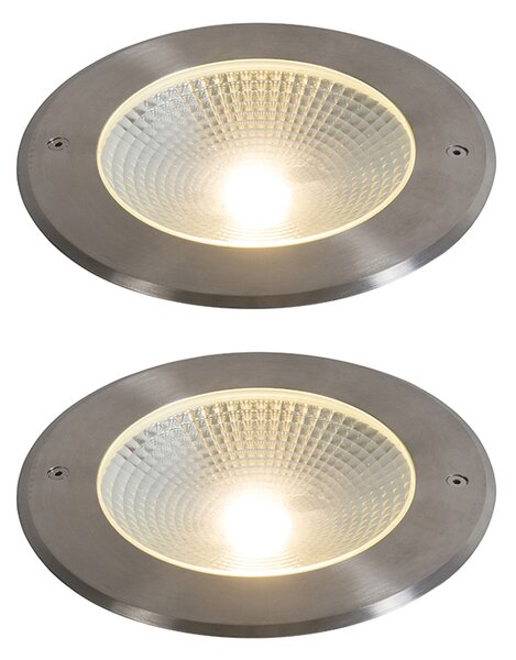 Komplet 2 modernih talnih reflektorjev jeklo vklj. LED 20W - Bridge