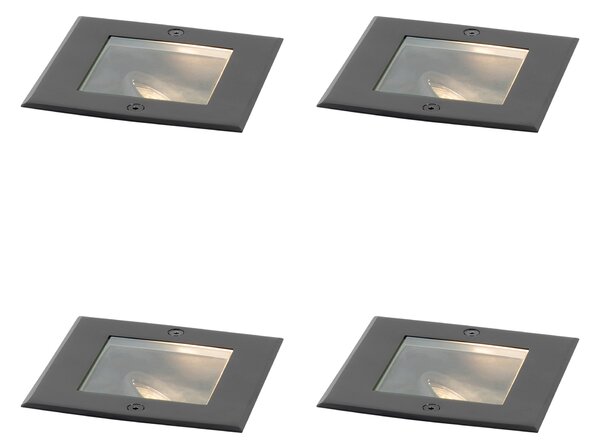 Komplet 4 modernih talnih reflektorjev črne barve, nastavljiv IP65 - Oneon