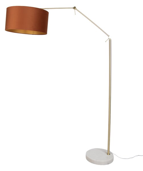 Stoječa svetilka zlata nastavljiva z oranžnim senčilom in zlato notranjostjo 50 cm - Editor