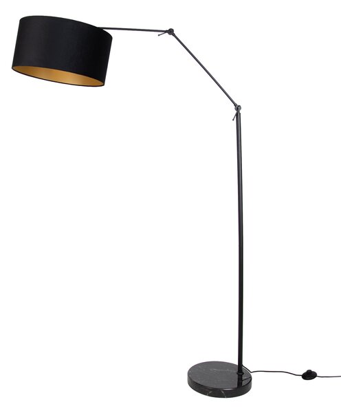 Nastavljiva črna stoječa svetilka s črnim senčilom in zlatim notranjim delom 50 cm - Editor