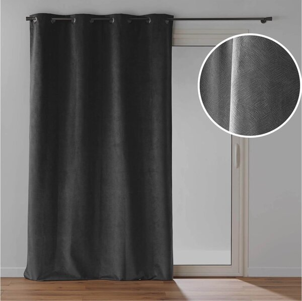 Antracitno siva žametna zavesa 140x260 cm Olympe – douceur d'intérieur