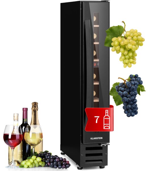 Klarstein Vinovilla 7, built-in, Uno Onyx, vgraden hladilnik za vino, črno steklo, nerjaveče jeklo