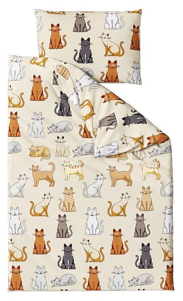 Flanelasta posteljnina COLORED CATS kremna Dimenzije posteljnine: 2 kom 70 x 90 cm | 200 x 220 cm