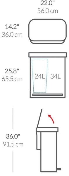 Simplehuman Pedalni koš za odpadke za sortiraneodpadke, 58 l, belo jeklo