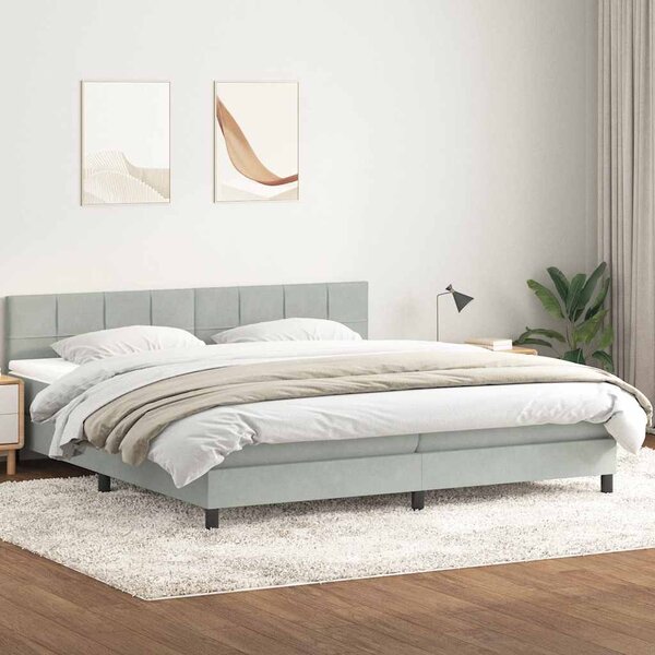 VidaXL Box Spring postelja z vzmetnico svetlo siva 180x220 cm žametna