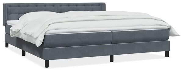 VidaXL Box Spring postelja z vzmetnico Temno siva 180x220 cm žamet