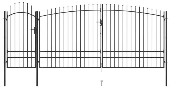 VidaXL Vrtna ograjna vrata s koničastimi vrhovi 5x2,45 m črna