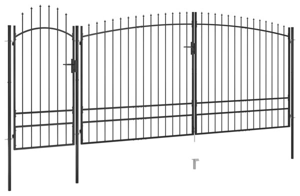 VidaXL Vrtna ograjna vrata s koničastimi vrhovi 5x2,45 m črna
