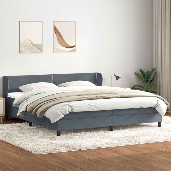 VidaXL Boxspring postelja z vzmetnicami temno siva 180x220 cm žamet