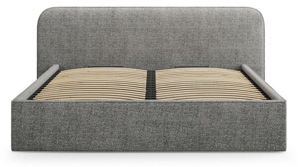 Temno siva oblazinjena zakonska postelja s prostorom za shranjevanje in z letvenim dnom 180x200 cm Elizabeth – Micadoni