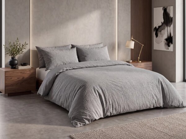 Posteljnina iz krepa DENYX BLEND siva, hotelski žep Dimenzije posteljnine: 70 x 90 cm | 140 x 200 cm