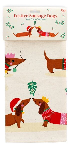 Bombažna kuhinjska krpa 70x50 cm Festive Sausage Dog – Rex London
