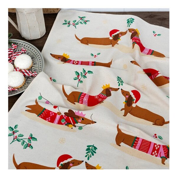 Bombažna kuhinjska krpa 70x50 cm Festive Sausage Dog – Rex London